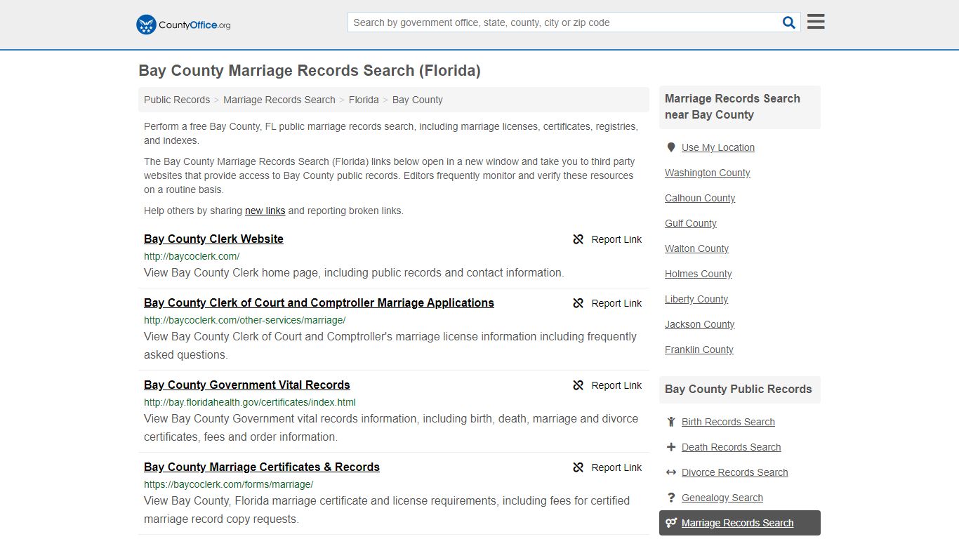 Marriage Records Search - Bay County, FL (Marriage ...